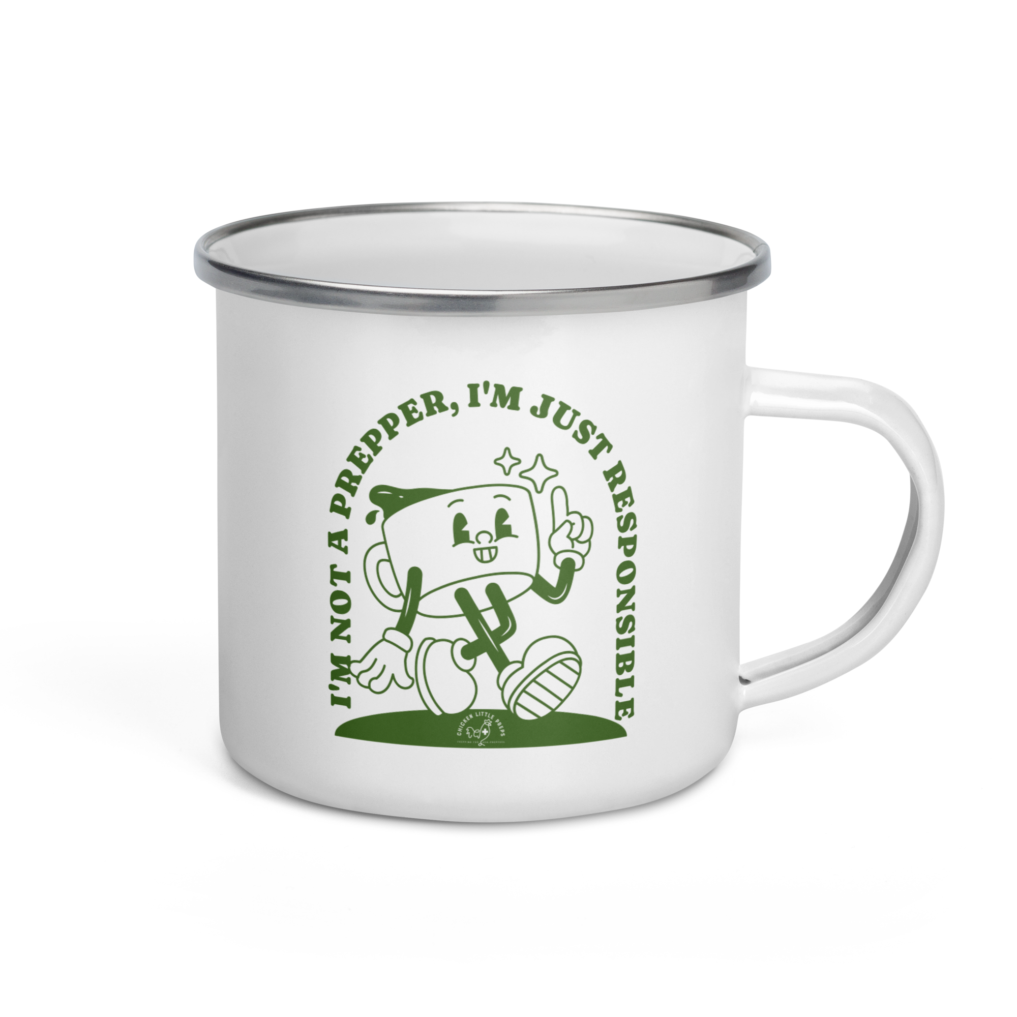 Not a Prepper Im Just Responsible Chicken Little Preps Enamel-Mug Not a Prepper Im Just Responsible Chicken Little Preps Enamel-Mug